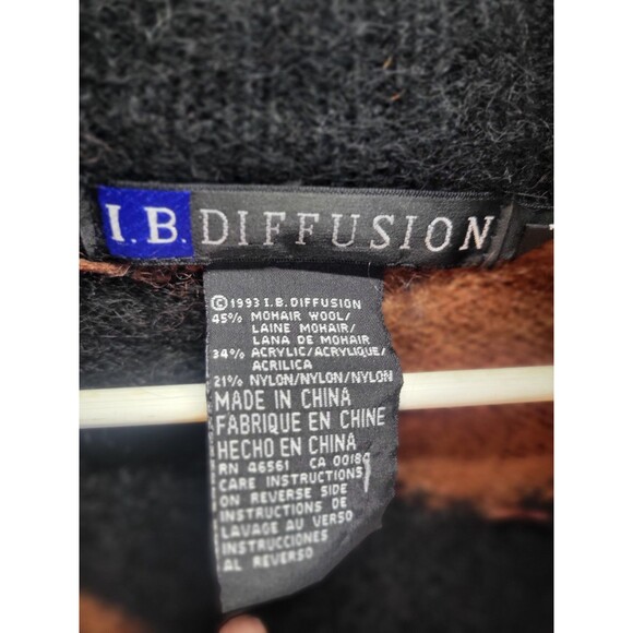 VTG I B Diffusion Colorful Abstract 3D WOOL Art Tunic Sweater Cardigan SZ M - Picture 3 of 7